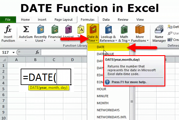 Excel Date Functions Formulas